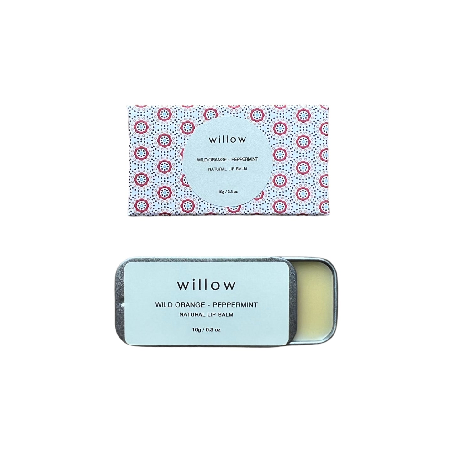 Orange and Peppermint Natural Lip Balm, Vegan lip salve infused with essential oils, sliding tin
