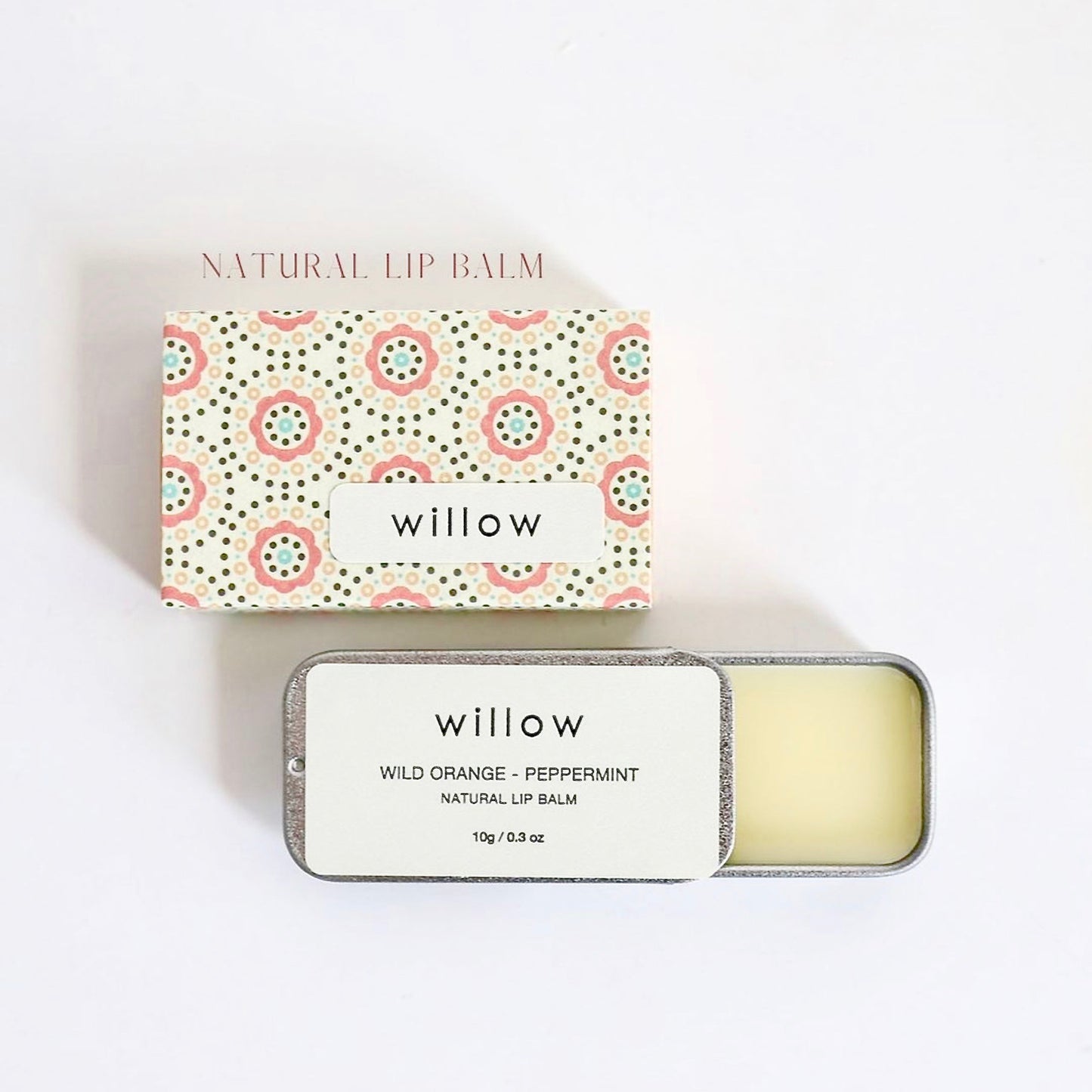 Orange and Peppermint Natural Lip Balm, Vegan lip salve infused with essential oils, sliding tin