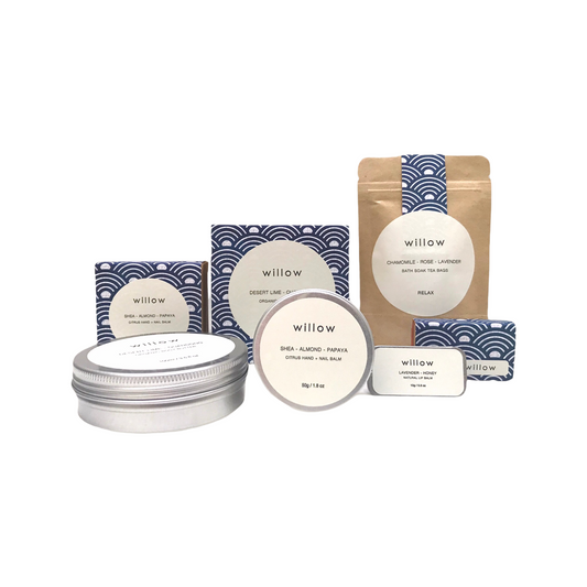 Natural Skincare Gift Set, Organic Body Butter, Lip Balm, Bath Tea, Hand Balm