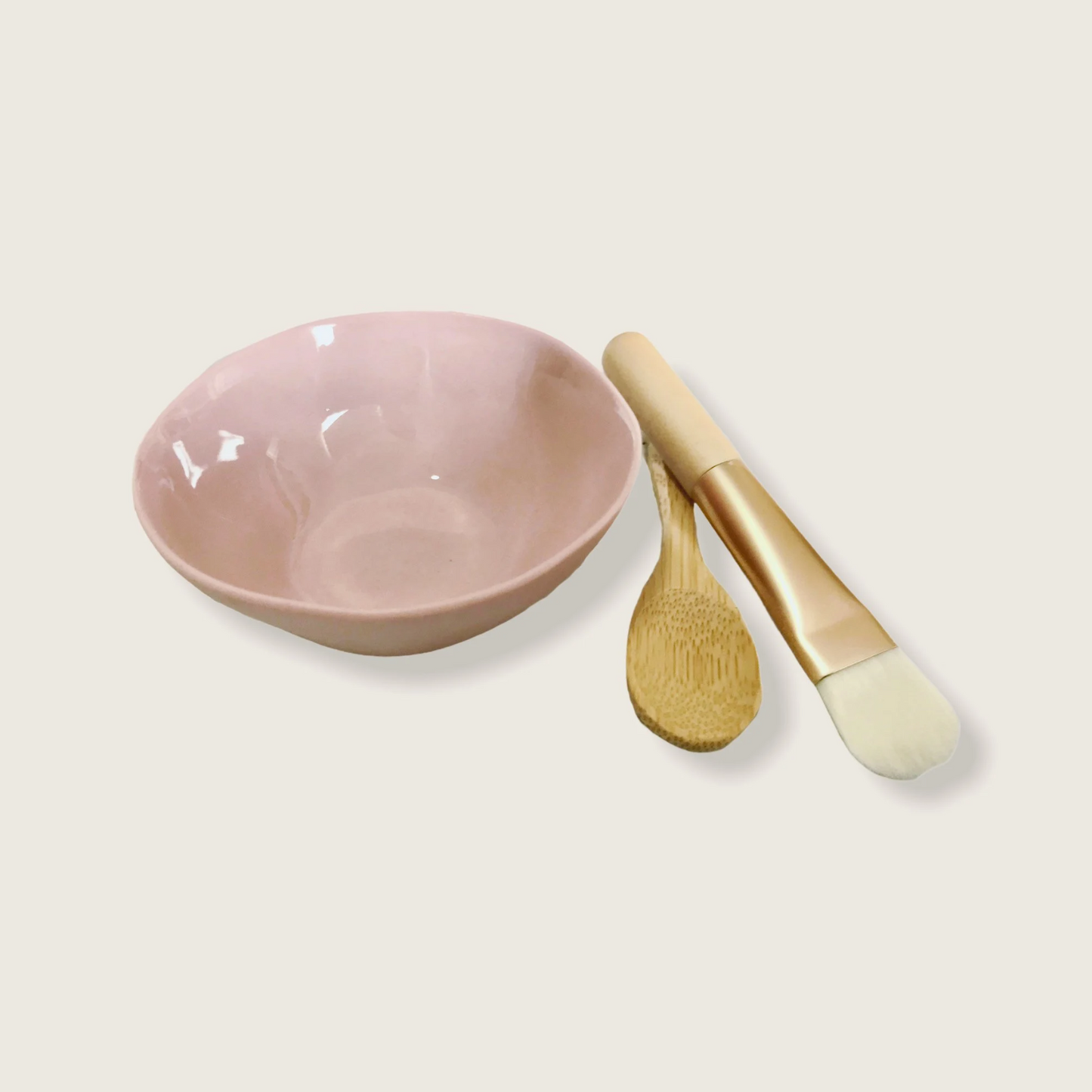 Handcasted Face Mask Bowl with Bamboo Brush and Spoon. Three colours to choose from