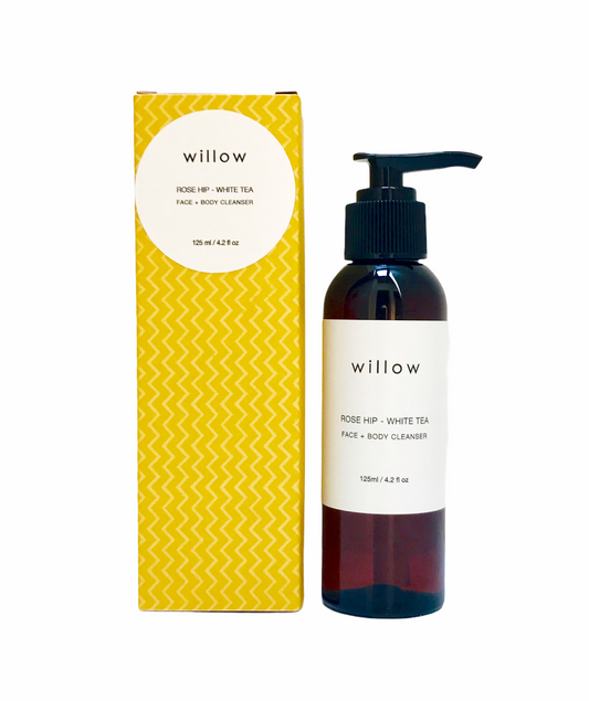 Organic Face and Body Cleanser with White Tea, Aloe and Rose Hip. Two sizes